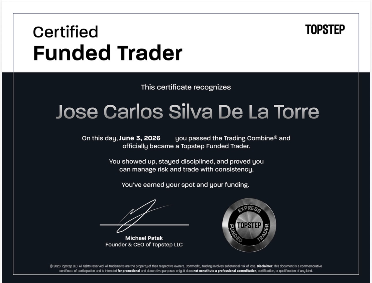 Certificado de trading